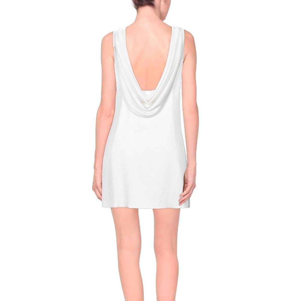 NWT ALICE AND OLIVIA Lita Back Cowl neck Shift Dress In Off White